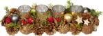 MagicHome Ikebana advent naturala MagicHome cu suporturi aurii pentru lumanari, 44 cm (8091933)