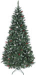 HOMCOM Brad de Crăciun Înalt de 210 cm cu 928 de Ramuri, Brad Artificial de Interior cu Conuri și Boabe Roșii Decorative, Bază Metalică, Verde | Aosom Romania (83C-084V02GN)