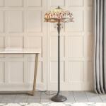 Endon Lighting klasszikus tiffany állólámpa dragonfly beige sötétbarna sokszínű end70940 (70940)