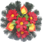  Selyemkoszorú (36cm) - Dália-kála - Piros #D2