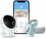 eufy Smart Sock Baby Monitor S340, Camera 2K, 2.4 GHz Wi-Fi, Pan & Tilt, urmarire ritm cardiac si niveluri de oxigen din sange, detectie AI Cry, Alb (E8340333) Aparat supraveghere bebelus