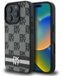 DKNY IPhone 16 Pro Max - DKNY Leather Hardcase Checkered Pattern & Printed Stripes (DKHCP16XPCPTSSK) - Black (KF2342732)