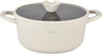 Zass Gourmet OALA DIN ALUMINIU TURNAT SUB PRESIUNE SI ACOPERIRE CERAMICA CU CAPAC DIN STICLA - 28 CM - ZG-ACS 15 CREM (ZG-ACS 15 CREM)
