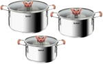 Tefal Set 6 piese Tefal Opti'Space G720S674, cratiță 18 cm, oala 20/24 cm, 3 capace de sticlă, oțel inoxidabil, mânere anti-alunecare, inducție (3168430304482)