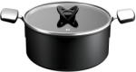 Tefal Oala cu capac Tefal Excellence+ G3284653, 24 cm, 5 L, invelis antiaderent, tehnologie FUSIONCORE, Thermo-Signal, manere nituite, aluminiu, inductie, negru (3168430376625)