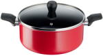 Tefal Oala cu capac Tefal Easy Series B5924602, 24 cm, 2.67 L, aluminiu, invelis antiaderent Titanium, indicator Thermo-Signal, capac din sticla, margini gradate, rosu (3168430324107)