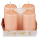  Lumânare cilindrică Emocio Advent mix portocaliu+smântână 5 buc 4x7.5 cm