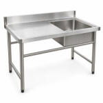 Aligvárom Inox ipari mosogatóasztal 100x60x85 cm, 1 medencés, SUS201 rozsdamentes acél nagykonyhai bútor