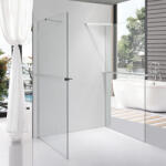 STUXI Milano Gate Plus 2 falsíkra szerelhető, két oldalfalas walk-in zuhanyfal, 120x130 cm, 8 mm vastag vízlepergető biztonsági üveggel, helytakarékos sarokmerevítőkkel (TL-6615G-120-130-X-6615C-22-X-6615C-
