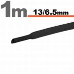  Tub termocontractabil negru 13/6.5 mm, tub izolatie cabluri electrice, contractie la cald, protectie fire, 10 m (GLB_11024F)
