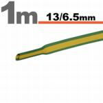  Tub termocontractabil verde galben 13/6.5 mm, tub izolatie cabluri electrice, contractie la cald, 10 m (GLB_11024X)