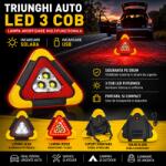 Paradox Since 1992 Triunghi reflectorizant auto LED 3 COB cu incarcare solara USB (AD699)