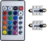Paradox Since 1992 Becuri LED sofit C5W 39mm RGB 6 SMD cu telecomanda Canbus 12V iluminare ambientala auto (7-5)