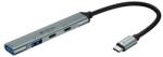 DEVIA LITE1 EC707 HUB Type-C 4-în-1 activ, 2 porturi USB + 2 porturi Type-C, GRI ÎNCHIS (ST129412)