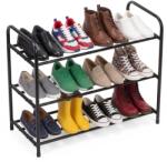 Sersimo Raft pentru pantofi din metal, 3 niveluri, 15 kg, 66x28x53 cm, negru (HA-7582) Pantofar
