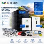 DAH SOLAR Sistem Kit Fotovoltaic Hibrid Complet DAH Solar 5.9 kWp, Baterie LiFePO4 5.12 kWh - Invertor 6 kW Monofazat , Montaj si accesorii inclus (KIT-DAH-5-9-H6-MONO-5-12)