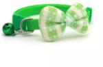  Zgarda ajustabila cu clopotel si papion in carouri pentru caini si pisici, 19-32cm, Verde (OEM)