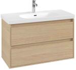 Villeroy & Boch Mobilier suspendat lavoar Villeroy & Boch Skyla 100 cm, 2 sertare Soft Close, Nordic Oak (C79900VJ)