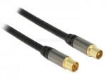 Delock antennakábel IEC (koax) dugó - IEC (koax) aljzat, RG6/U, 1m (fekete) (DL88922) (DL88922)