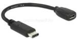 Delock 15cm USB Type-C 2.0 apa - USB 2.0 micro-B típusú anya fekete adatkábel (DL65578) (DL65578)