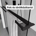 STUXI Milano Gate Black Plus 2 falsíkra szerelhető, két oldalfalas walk-in zuhanyfal, 90x130 cm, 8 mm vastag vízlepergető biztonsági üveggel, helytakarékos sarokmerevítőkkel