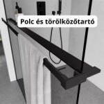 STUXI Milano Gate Black Plus 1 falsíkra szerelhető, két oldalfalas walk-in zuhanyfal, 90x140 cm, 8 mm vastag vízlepergető biztonsági üveggel, helytakarékos sarokmerevítőkkel