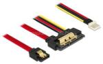 Delock SATA-kábel, 6 Gb/s, 7 tus csatlakozóhüvely + 4 tus Floppy-csatlakozódugó > 22 tus SATA-csatlakozó (DL85232) (DL85232)
