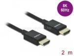 Delock Nagysebességű HDMI -kábel koax 48 Gbps 8K 60 Hz, fekete 2 m (DL85385) (DL85385)