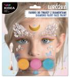 KIDEA Vopsele faciale FORTUNE TALKER - 3 culori + pensulă și diamante (set)
