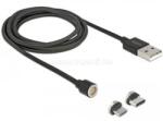 Delock Mágneses USB adat- és töltokábel készlet Micro USB vagy USB Type-C-hez, fekete 1, 1 m (DL85723) (DL85723)