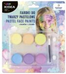 KIDEA Vopsele faciale, pastel - 6 culori + pensulă (set)