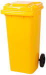 Ics Container pentru deșeuri din plastic, pubelă selectivă de exterior, extra rezistentă, rezistentă la UV, cu roți, cu capac rabatabil, Strend Pro GB2 - 120 l galben
