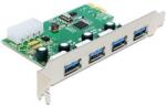 Delock PCI-E x1 Bővítőkártya 4x külső USB 3.2 Gen 1 Type-A female port (DL89363) (DL89363)
