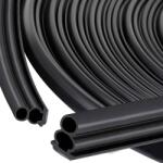 TYPEC Cheder Autoadeziv din Cauciuc Romon 10 m x 10 mm x 10 mm, Bandă de Etanșare și Izolare Termică și Fonică pentru Uși și Ferestre, Rosturi 4-9 mm, Negru