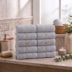 Ralex Pucioasa Pachet 10 prosoape baie 50x90 cm Bumbac 100%, Greek Border 500 grame/mp, Gri Deschis (100.280-10-105621) Prosop