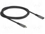 Delock Kábel; kétirányú; Usb C aljzat, USB C dugó; aranyozott; 1m; 100W (80022)