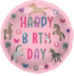 Folat Szülinapi lufi 18" 45cm Happy Birthday, Lovas (LUFI305478)
