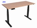  Elektromosan állítható magasságú íróasztal, PREMIUM PRO, 4 memóriás, 3 láb szegmens, USB, FEKETE íróasztal - Juhar színű, 137x80cm méretű asztallappal
