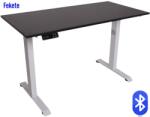  Elektromosan állítható magasságú, Bluetooth PREMIUM, 4 memóriás USB-s vezérlő, FEHÉR íróasztal - Fekete színű, 137x67cm méretű asztallappal