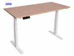  Elektromosan állítható magasságú íróasztal, PREMIUM PRO, 4 memóriás, 3 láb szegmens, USB, FEHÉR íróasztal - Juhar színű, 137x80cm méretű asztallappal