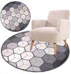 Allvo Kerek Szőnyeg 80 cm Dekoratív Modern Mintás Fekete-fehér-szürke Átmérő (Cubik D6864)