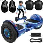 Retoo Hoverboard Elektromos Lovas Deszka 10 inch Led Bt Védők Kék (Deskorolka Elektryczna z Ochraniaczami)