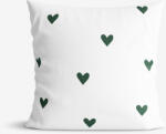 Goldea față de pernă 100% bumbac - inimioare verde închis pe alb 70 x 70 cm