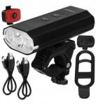 Trizand 1300 lumen fényerejű Led kerékpárlámpa hátsó lámpa, Usb C (Lampka rowerowa LED 1300lm + tylna Trizand)