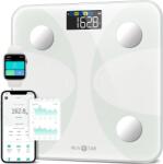 RunStar Cântar de grăsime corporală, cântar digital pentru persoane cu display mare, analizator pentru 13 valori esențiale ale corpului, cu sincronizare prin aplicație - Alb - FG2431W (FG2431W) Cantar baie