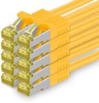 1aTTack. de Cablu de rețea Cat. 7 10m galben pachet de 10 cablu Ethernet Cat7 Cablu de rețea LAN cablu brut 10 Gb s SFTP PIMF LSZH set cablu patch cu mufă Rj 45 Cat. 6a - 4251073617350