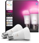 Philips Bec LED Philips Hue White & Color Ambiance E27, 1100lm, 16 milioane culori, lumină LED reglabilă, becuri controlabile prin aplicație și voce, compatibil cu Amazon Alexa, pachet de 2, generație nouă - 