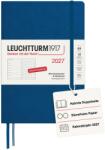 Leuchtturm1917 calendar săptămânal 2027 punctat mediu (A5) cu caiet - planificator de întâlniri germană, indigo, ianuarie-decembrie 2027, prezentare săptămânală în stânga + pagina de note în dreapta - 400096 (400096