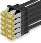 1aTTack. de Cablu de rețea Cat. 7 3, 0 m negru pachet de 10 cablu Ethernet Cat7 Cablu de rețea LAN cablu brut 10 Gb s SFTP PIMF LSZH set cablu patch cu mufă Rj 45 Cat. 6a - 4251073617084