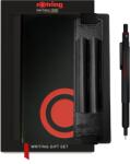 rOtring 600 Creion mecanic (0.5mm) set cadou cu etui pentru instrumente de scris și caiet | Carcasă din metal complet | Negru | Mâner cu textură antiderapantă și corp hexagonal - 2224710 (2224710)